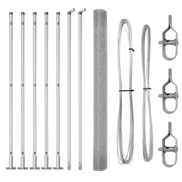 vidaXL Afrasteringspaal Zilver 10 x 1,6 m (16 x 16 mm gaas) Staal