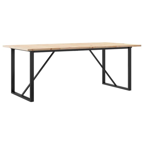 vidaXL Eettafel O-frame 200x100x75,5 cm grenenhout en staal