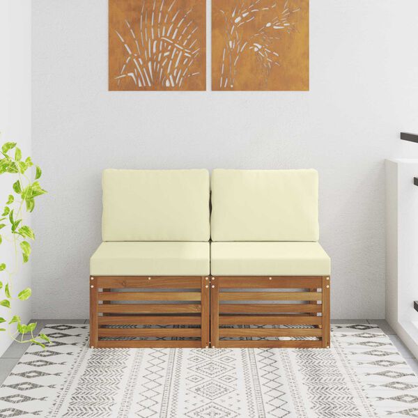 vidaXL 2 Stuk Buiten Midden Sofa Massief Acaciahout Naturel