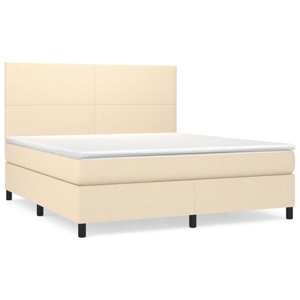 vidaXL Boxspring met matras stof cr&egrave;mekleurig 160x200 cm