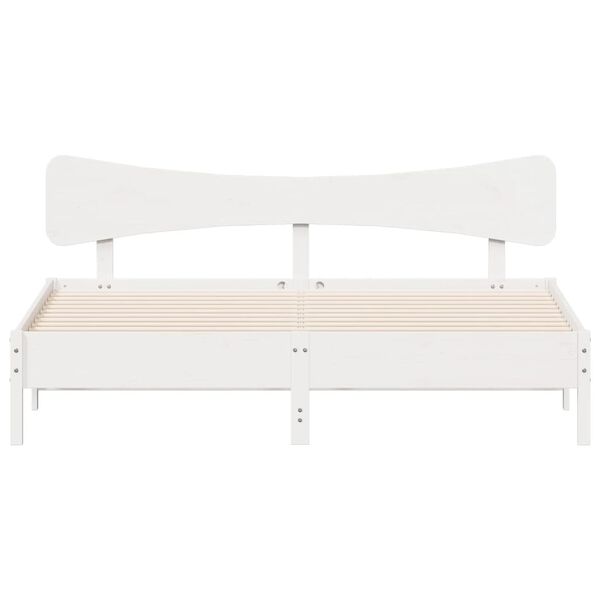 vidaXL Bedframe zonder matras massief grenenhout wit 160x200 cm