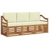 vidaXL Sofa-Sets 3 st Natuurlijk en Cr&egrave;me Massief Acaciahout