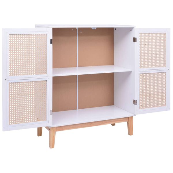 vidaXL Dressoir 80x35x100 cm MDF en rattan wit