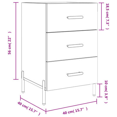 vidaXL Nachtkastje 40x40x66 cm bewerkt hout hoogglans wit