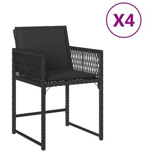 vidaXL Tuinstoelen 4 st met kussens poly rattan zwart