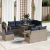vidaXL 9-delige Loungeset met kussens poly rattan grijs