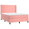 vidaXL Boxspring met matras en LED fluweel roze 140x190 cm