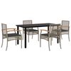 vidaXL 5-delige Tuinset met kussens poly rattan grijs