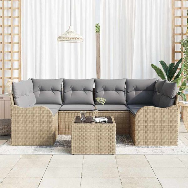 vidaXL Tuin Sofa Set Beige 55 x 55 x 37 cm poly rattan