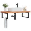 vidaXL Badkamer wandschap staal en massief beukenhout