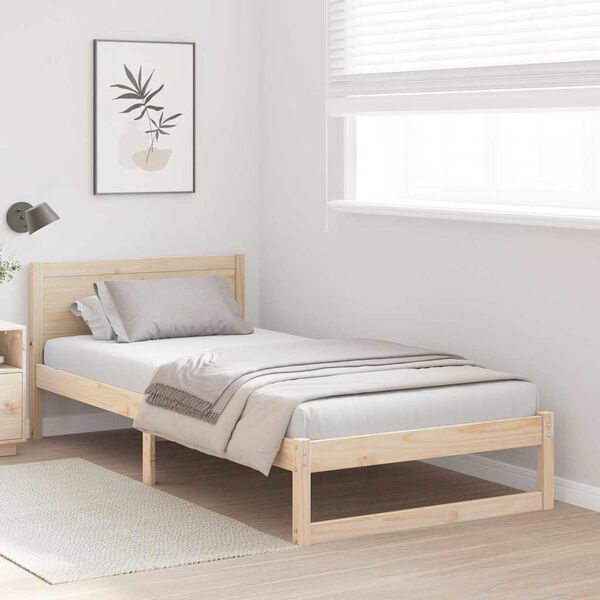 vidaXL Bedframe met hoofdeinde Naturel 90 x 200 cm Massief grenenhout