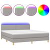 vidaXL Boxspring met matras en LED stof lichtgrijs 160x200 cm