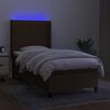 vidaXL Boxspring met matras en LED stof donkerbruin 100x200 cm