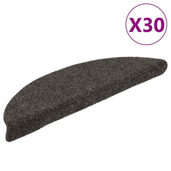vidaXL Trapmatten Zelfklevend 30 stuks 56x17x3 cm Antraciet Halfrond