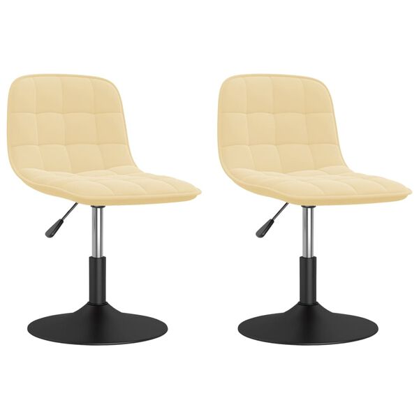 vidaXL Eetkamerstoelen draaibaar 2 st fluweel cr&egrave;mekleurig