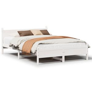 vidaXL Bedframe zonder matras massief grenenhout wit 135x190 cm
