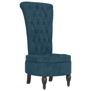 vidaXL Stoel hoge rugleuning met knopen fluweel blauw