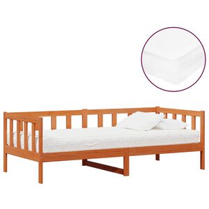 vidaXL Daybed met matras met hoofdeinde Waxbruin en wit 90 x 200 cm