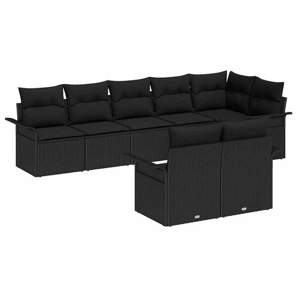 vidaXL Tuin Sofa Set met opslag 8 pcs Zwart poly rattan