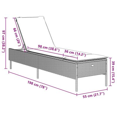 vidaXL Ligbed met kussen poly rattan beige