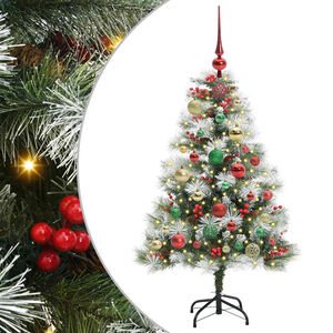 vidaXL Kunstkerstboom Groen en wit 120 cm PVC en Metaal en Plastic