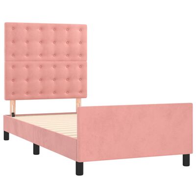 vidaXL Bedframe met hoofdeinde fluweel roze 90x200 cm