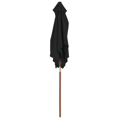 vidaXL Parasol met houten paal 150x200 cm zwart