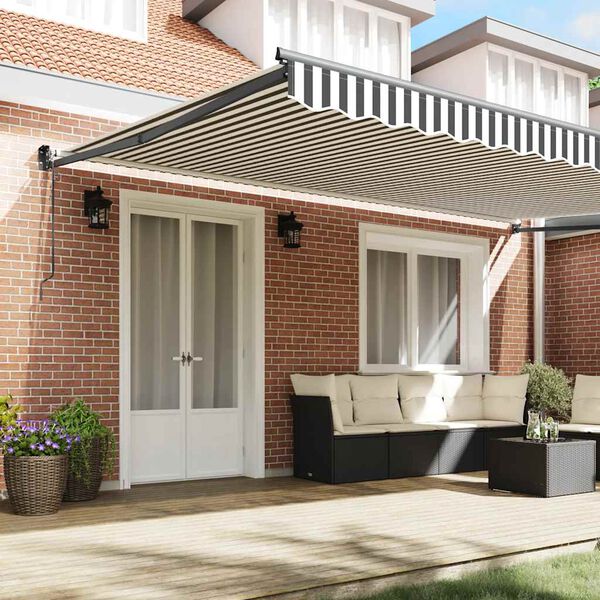 vidaXL Luifel uittrekbaar 5x3 m stof en aluminium antraciet en wit