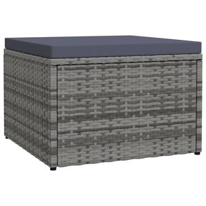 vidaXL Tuinvoetenbank met kussen poly rattan grijs