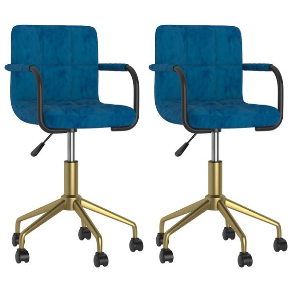 vidaXL Eetkamerstoelen draaibaar 2 st fluweel blauw