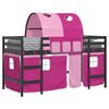 vidaXL Kinderhoogslaper met tunnel 80x200 cm massief grenenhout roze