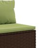 vidaXL 3-delige Loungeset met kussens poly rattan bruin