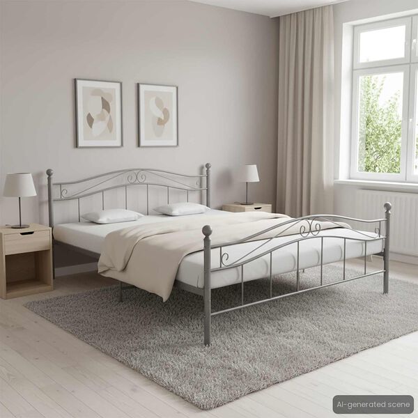 vidaXL Bedframe metaal grijs 160x200 cm