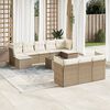vidaXL 11-delige Tuinset met kussens poly rattan beige