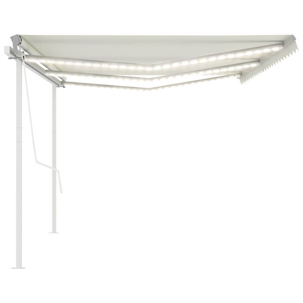 vidaXL Luifel automatisch met LED en windsensor 6x3,5 m crèmekleurig