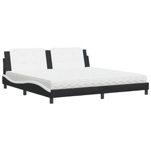vidaXL Bed met matras "Zadar" kunstleer zwart en wit 200x200 cm