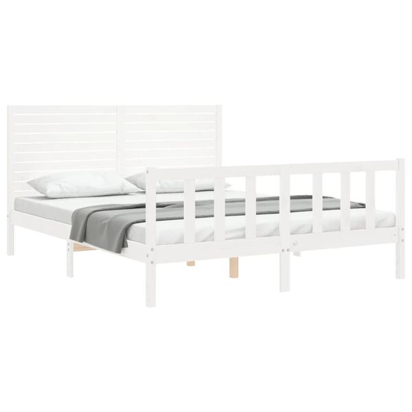 vidaXL Bedframe zonder matras massief grenenhout wit 160x200 cm