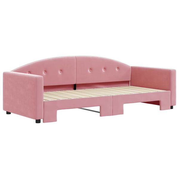 vidaXL Slaapbank met onderschuifbed 90x200 cm fluweel roze