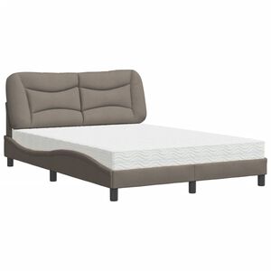 vidaXL Bed met matras "Hvar" stof taupe 140x190 cm