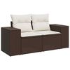vidaXL Tuinbank 2-zits met kussens poly rattan bruin