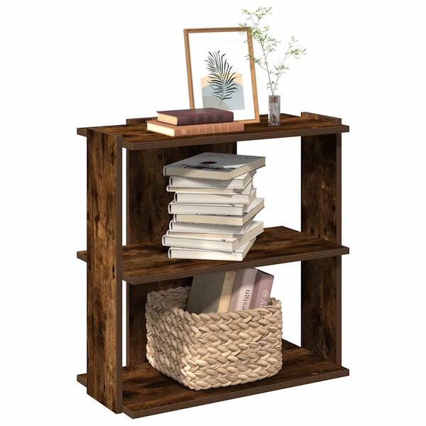 vidaXL Boekenkast 3-laags 60x30x60 cm bewerkt hout gerookt eikenkleur