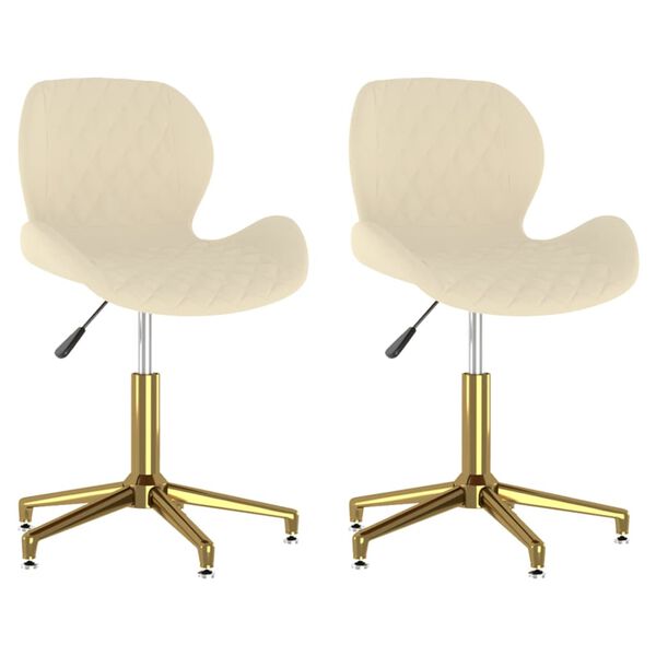 vidaXL Eetkamerstoelen draaibaar 2 st fluweel cr&egrave;mekleurig