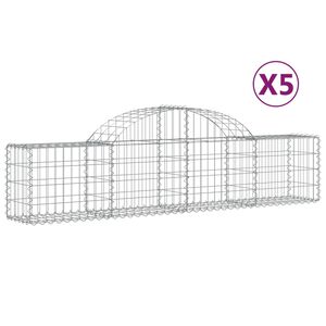 vidaXL Schanskorven 5 st gewelfd 200x30x40/60 cm gegalvaniseerd ijzer