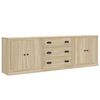 vidaXL Dressoirs 3 st bewerkt hout sonoma eiken