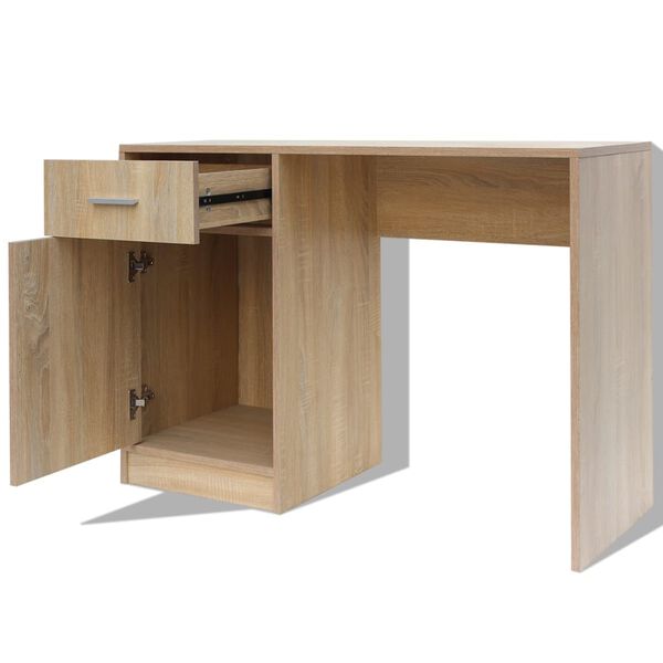 vidaXL Bureau met lade en kastje 100x40x73 cm eiken