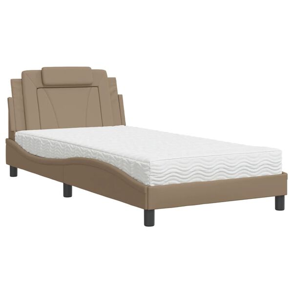 vidaXL Bed "Viana" met matras kunstleer cappuccinokleurig 100x200 cm