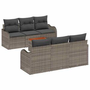 vidaXL Tuinbankenset met opslag 7 pcs Grijs poly rattan