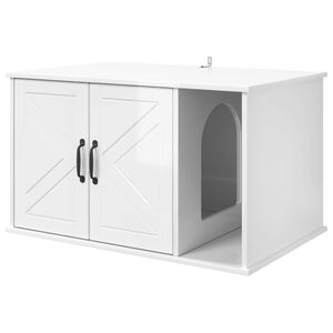 vidaXL Kattenhuis Glanzend Wit 85 x 55 x 50,5 cm Bewerkt hout
