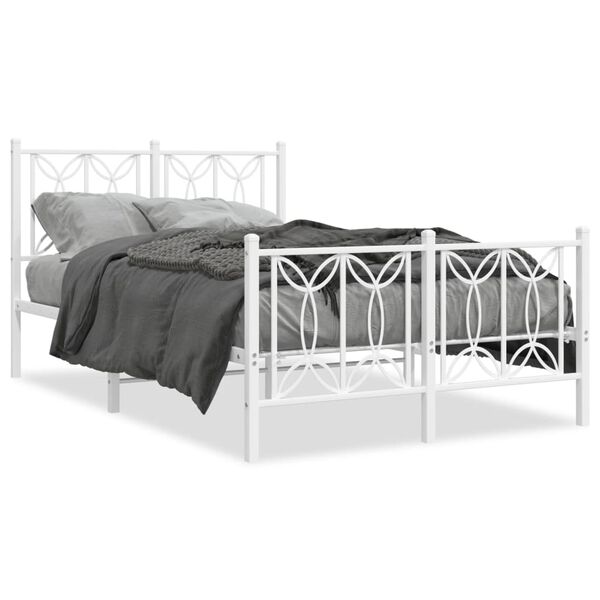 vidaXL Bedframe met hoofd- en voeteneinde metaal wit 120 x 190 cm