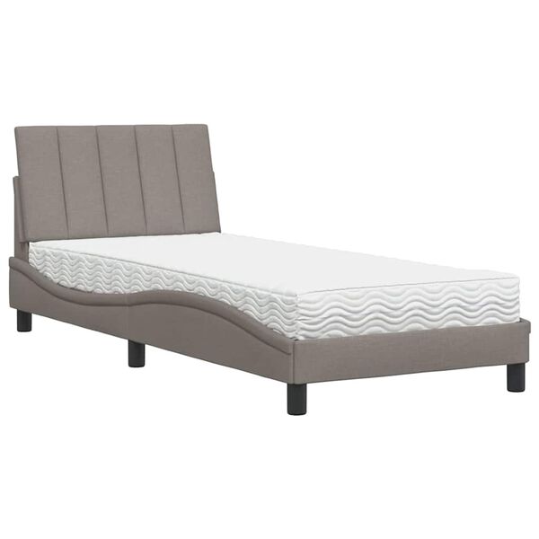 vidaXL Bed met matras "Hanko" stof taupe 90x190 cm